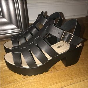Chunky black sandals